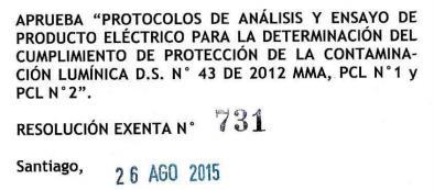 Protocolos e Instrucciones RE SMA N 731/2015.
