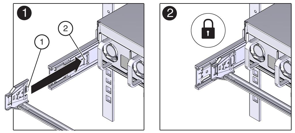 Conexión del CMA al servidor La lengüeta del conector A se inserta en la ranura frontal de la guía deslizante (panel 1). b. 5. N.