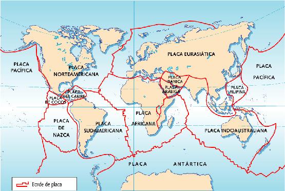 en el Pacífico: la placa Pacifica, la placa de Nazca, la placa de cocos y la placa Filipina. Placas mixtas: Son placas cubiertas en parte por corteza continental y en parte por corteza oceánica.