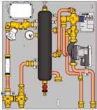 separación hidráulica entre circuito primario y secundario, dotado de grifo de descarga, purgador de aire manual y manómetro.