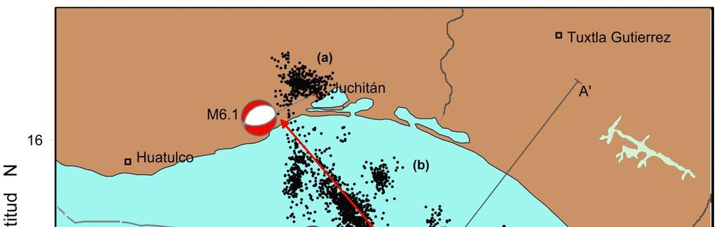 Sismicidad y réplicas en el Golfo de Tehuantepec Dos días después de ocurrido el sismo, se habían registrado 482 réplicas y quince días después, 4326 réplicas, cuya distribución abarca todo el Golfo