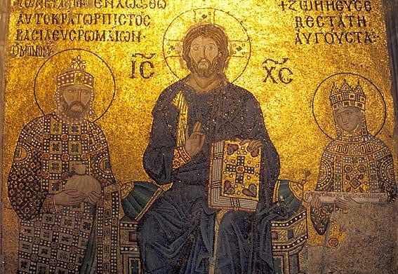La iglesia bizantina de planta central: Santa Sofía Los mosaicos de Santa Sofía El repertorio iconográfico de los muros, realizado entre los siglos IX y XII, es de inspiración cristiana.