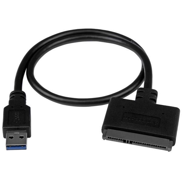 Cable adaptador USB 3.1 (10 Gbps) a SATA para unidades de disco Product ID: USB312SAT3CB He aquí una manera rápida y fácil de acceder a los datos de una unidad de disco duro o SSD de 2,5".