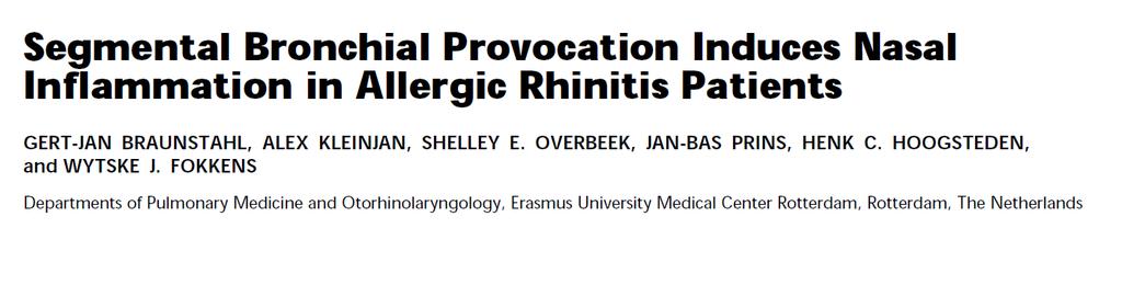 2.- Rinitis y asma b) Relación fisiopatológica: inflamación... y viceversa: 2.