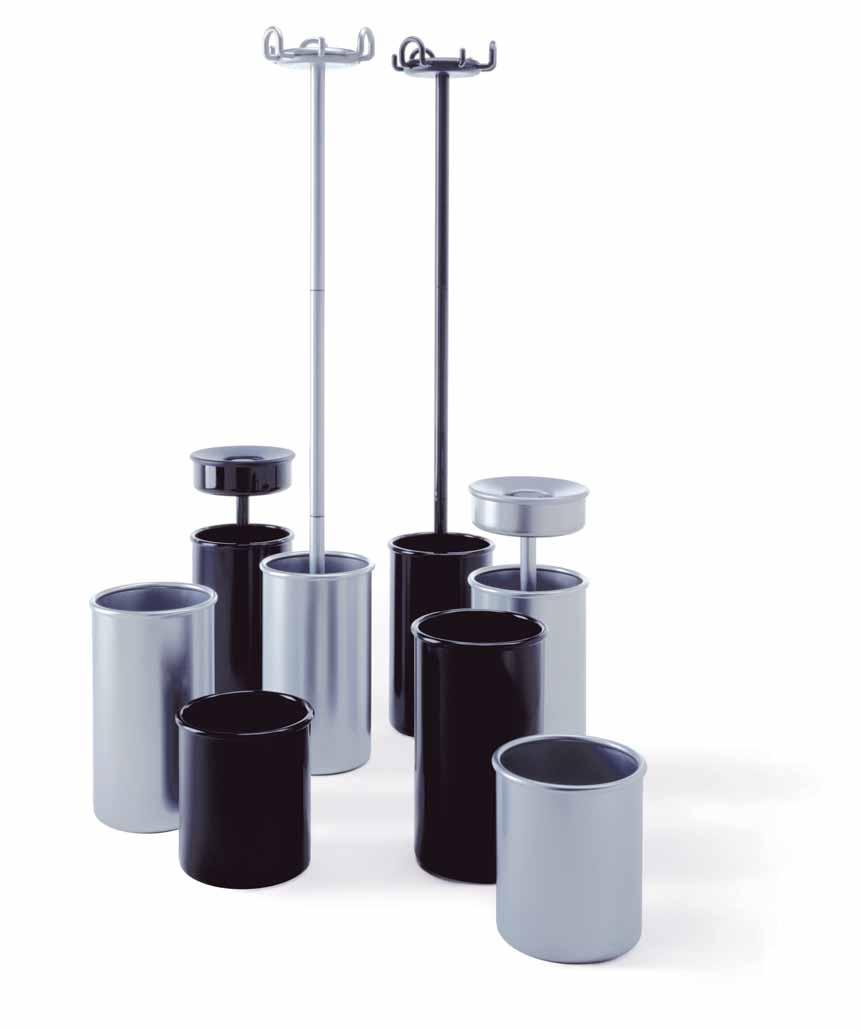 The collection includes waste-paper baskets, umbrella stands, coat stands with umbrella stands and standing ashtrays.