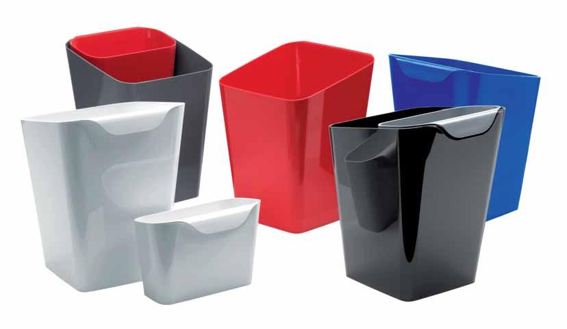 cestino. Sono realizzati in polimero tecnico in vari colori o con finitura alluminio. This strong-self waste-paper basket features a decorative as well as effective handle.