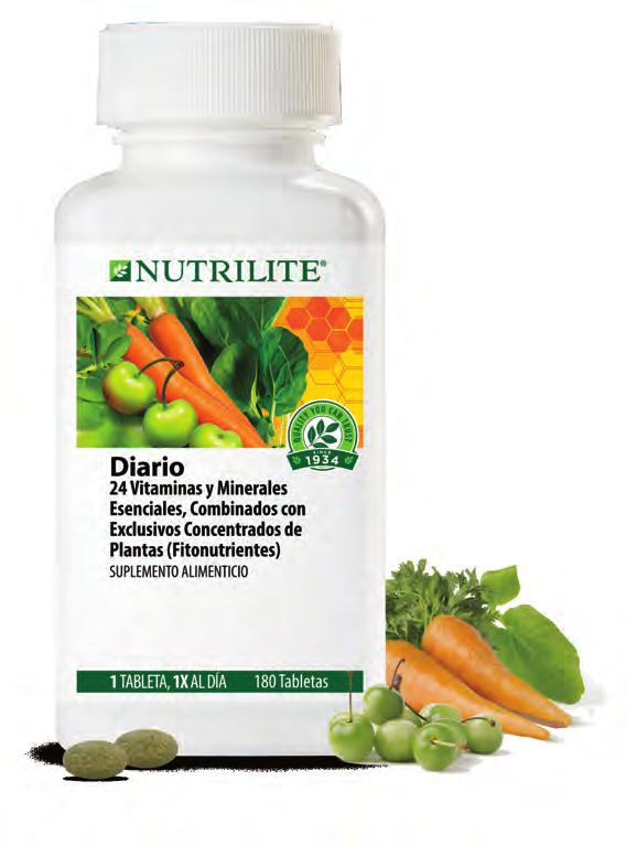 Nutrientes esenciales diarios Diario Nutrilite Una manera potente y conveniente de ayudarte a llenar las brechas de vitaminas y minerales en tu dieta diaria.