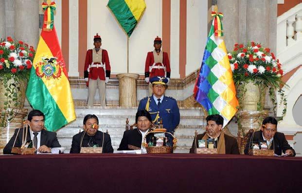 Presidente lanzó II Torneo Nacional Taza de Calidad Café Presidencial El Presidente Evo Morales junto al Canciller David Choquehuanca, el Ministro de Desarrollo Rural y Tierras, César Cocarico, el