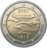 Monedas conmemorativas de 2-2007 12 de 33 Finlandia Motivo conmemorativo: nonagésimo aniversario de la independencia de Finlandia.