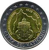6 de 33 Monedas conmemorativas de 2-2004 Estado de la Ciudad del Vaticano Motivo conmemorativo: Septuagesimoquinto aniversario de la fundación del Estado de la Ciudad del Vaticano.
