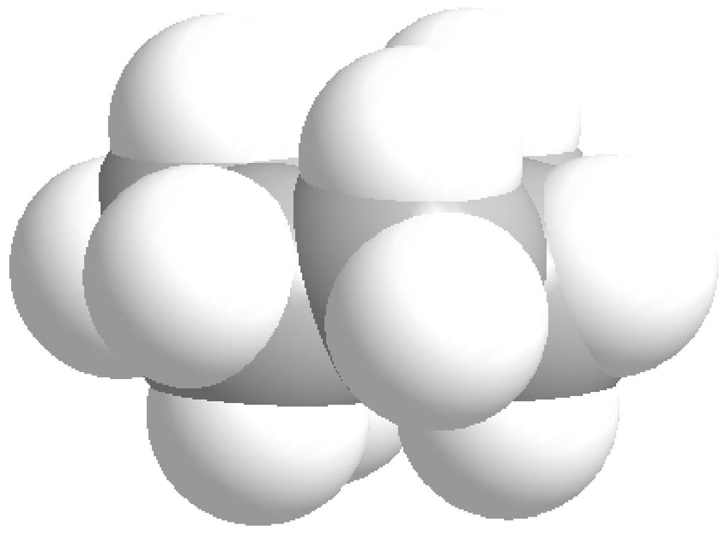3) El plegamiento de la molécula de ciclohexano hace que la tensión torsional sea nula (todos los hidrógenos de átomos contíguos están
