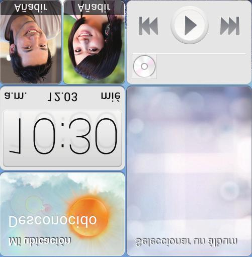 Personalización del teléfono Personalización de Me Widget La aplicación Me Widget es una combinación de widgets populares que aparece en la pantalla de inicio para mayor conveniencia.