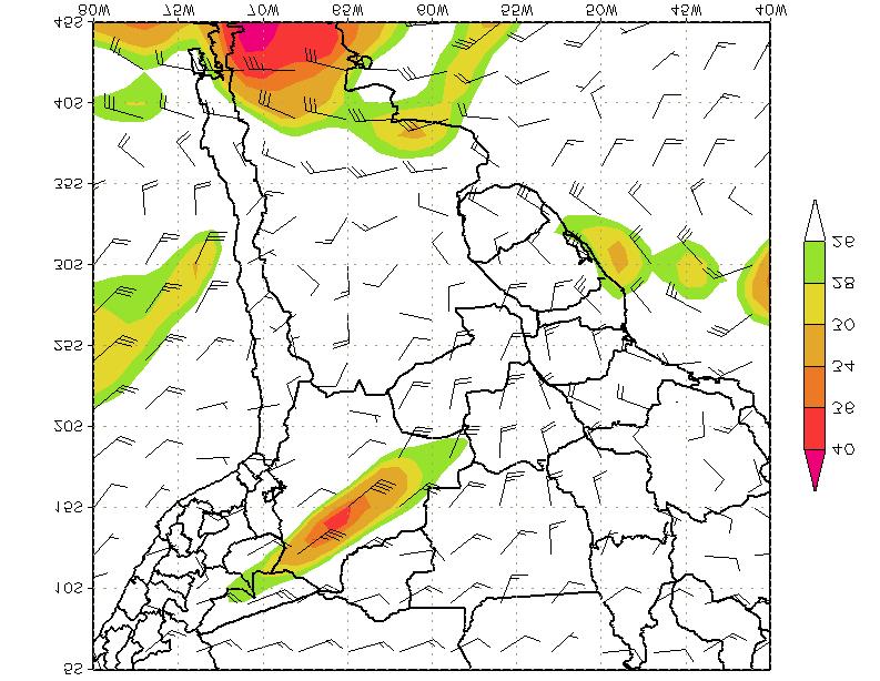 lo largo de Paraguay, noreste de Argentina, sur de Brasil y Norte de Uruguay, el desplazamiento del LLJ fue el precursor de la organización de CCMs debido a la advección del aire cálido y húmedo