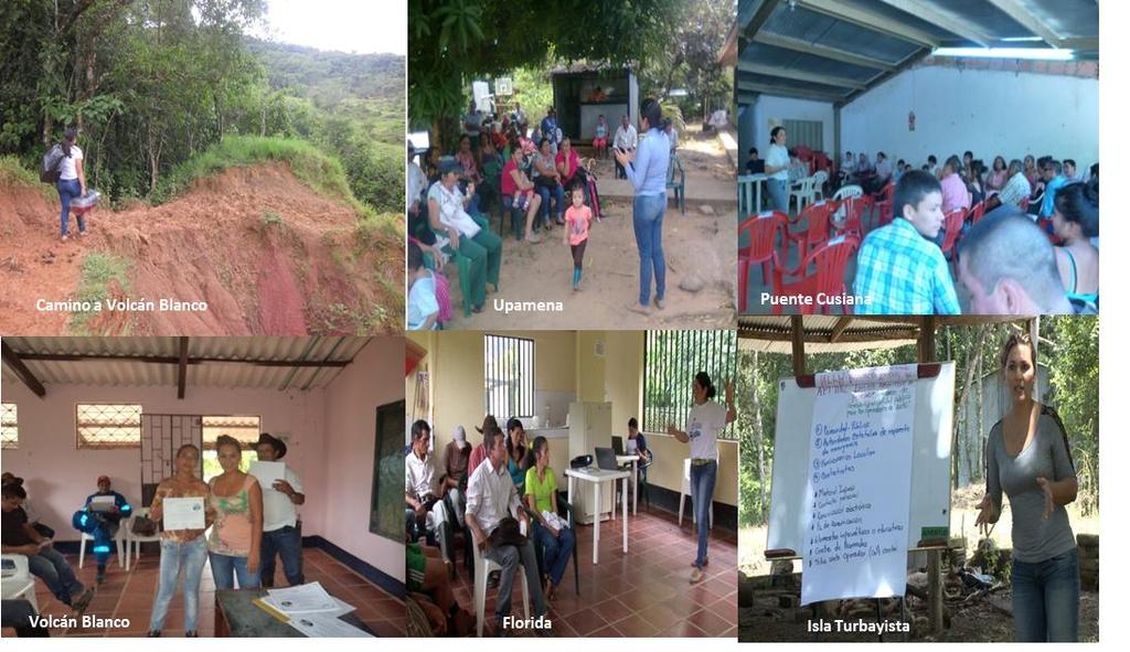 Comunidades rurales que han participado en el proceso Volcaneras comunidades de las veredas Upamena,