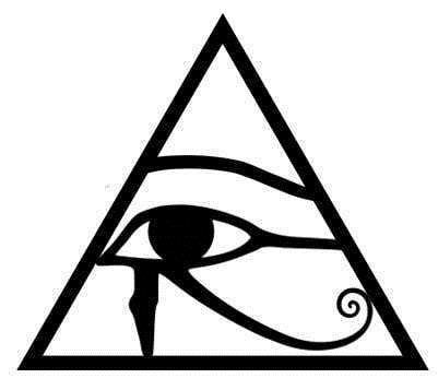 Símbolo Egipcio, el ojo de Horus, inscrito en un triángulo que representa las tres fuerzas, fue tomado por las