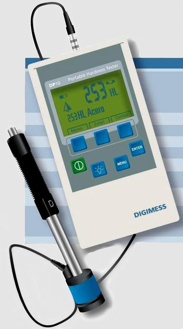Durómetro Digital Portátil DP 10 Mide por procedimientos dinámicos en todas las direcciones, para todos los metales con alta precisión y gran amplitud en el rango de medida Ensayo rápido y