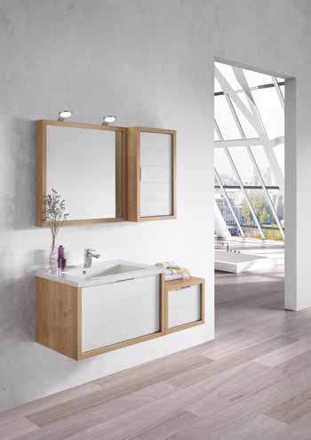Module 40 1T / Applique Cascade 50 TINO 71 / 180 cm Lower Cabinet 40 1+1d with Wood Top / Basin / 2 Lower Cabinet 16 1d / Framed Backlit Mirror Bajo 100 1+1C