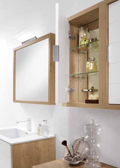 TINO OAK/WHITE ROBLE/BLANCO CHÊNE/BLANC TINO 32 / 80 cm Lower Cabinet 32 1+1d / Basin Rondo / Framed Smooth Mirror / 2