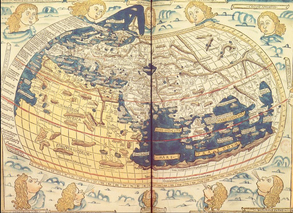 Aunque no perduró ninguna carta de Ptolomeo, en el Renacimiento se reconstruía el Mapa Mundi a