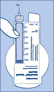 A Preparación para eliminar el aire antes de cada inyección Durante el uso pueden quedar pequeñas cantidades de aire en la aguja y en el cartucho de insulina.