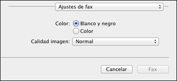 9. Seleccione los ajustes Color y Calidad imagen que desea utilizar para el fax. 10. Haga clic en Fax.