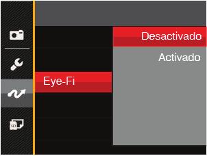 Ajustar el modo de conexión de la tarjeta Eye-Fi Esta cámara soporta conexión inalámbrica para tarjetas de memoria Eye-Fi; Habilite la conexión Eye-Fi siguiendo los pasos que detallamos a