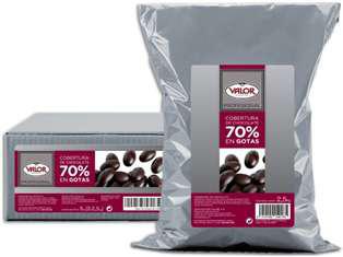 chocolate negro 70%. Ref. 700247 Cob. chocolate con leche 38,8%. Ref. 700248 Gotas de chocolate blanco 27,4%. COBERTURA CON LECHE (2,5K, C: 5K) Ref. 700253 Cob. choco con leche 38%. Ref. 700379 Cob.