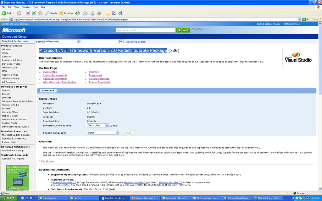 Easy Advertiser (CRD01/00) Español.NET FRAMEWORK VERSION 2.0 DESCARGUE E INSTALE 3. Descargue e instale.net Framework Version 2.0: a.