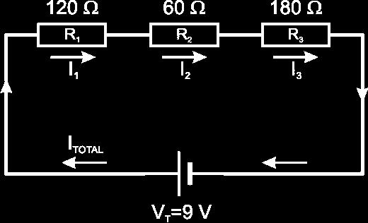 4.5.1 Cálculos en un circuito en serie DATOS DE PARTIDA R 1 120 R 2 60 R 3 180 R T 9 CÁLCULOS Circuito equivalente 1.
