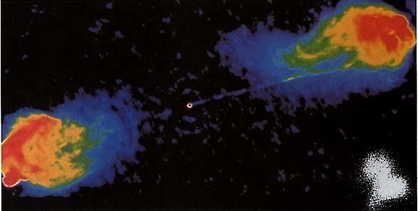 La Radiogalaxia Cygnus A Fuente central compacta e intensa + radio lobes extendidos y difusos.