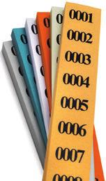 20 Talonario Mostrador Tapa de cartoncillo. Grapado. Con matriz y numerados. 100. Disponible en varios colores. Medidas: 50 x 110 mm.
