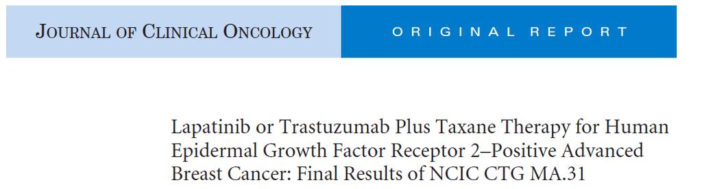 Trastuzumab vs Lapatinib en 1ª línea de tratamiento PFS Gelmon K.