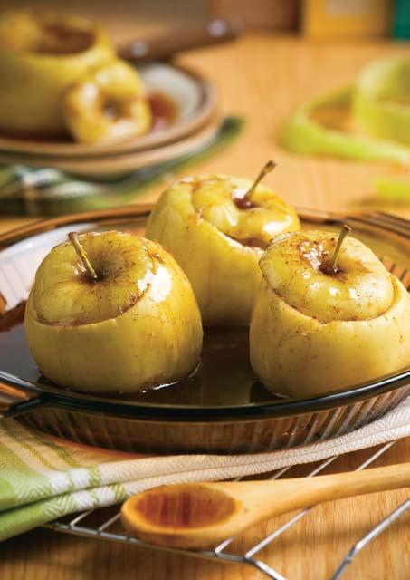 Manzanas al Horno con Canela Sírvalas solas o acompañadas con helado de yogur de vainilla y granola. Rinde 4 porciones. 1 manzana por porción.