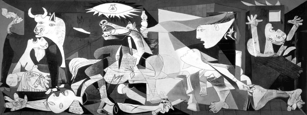 El Guernica és una tela de grans dimensions i tons grisos.