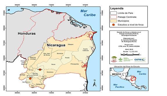 Sitios de estudio y selección fincas y usos de suelo El estudio tuvo lugar en los municipios de La Dalia y Waslala, pertenecientes a los departamentos de Matagalpa y la Región Autónoma del Atlántico