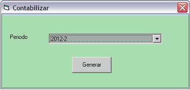 3.- Presionar el botón Generar, para que se muestra la pantalla de ingreso de comprobante contable 4.