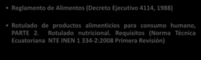 NORMATIVA ECUADOR Reglamento de Alimentos