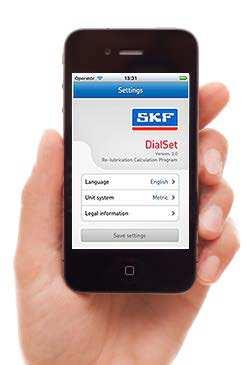 Herramienta rápida para el cálculo de la relubricación Programa de cálculo de relubricación DialSet Aplicación DialSet SKF DialSet ha sido diseñado para ayudarle a configurar los lubricadores
