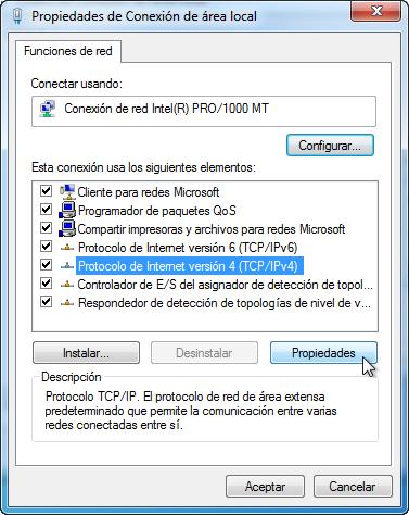 Paso 2: Establecer la NIC del Host A para utilizar DHCP a. Haga clic en Conexión de área local > Propiedades. Se abre la ventana Propiedades de Conexión de área local.