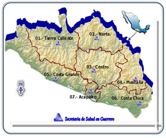 Jurisdicción Sanitaria 07 / Acapulco Infraestructura en Salud ( SESA ), en la Entidad 832 Unidades médicas rurales. 182 Unidades médicas urbanas. 55 Unidades móviles rurales ( caravanas ).