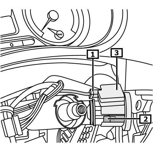 En los automóviles sin sistema de acceso sin llave: Imagen 5 Desenchufar la conexión eléctrica de la bobina de lectura para el inmovilizador.