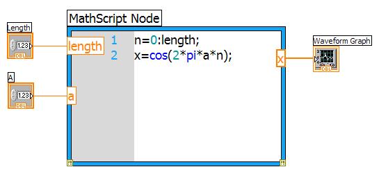 Nodo MathScript Combine matemática textual con desarrollo