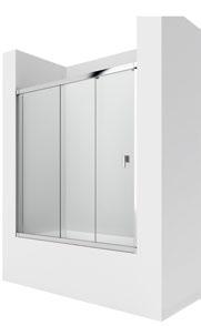 114 MMPRS MEDID para bañera / ESY (correderas) Easy / Mamparas para bañera (correderas) Easy BL2-E Frontal bañera 1 puerta corredera con 1 segmento fijo entre paredes. ltura 1500 mm.
