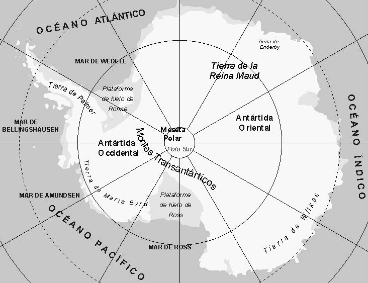 (Fig. 3) Geografía de la Antártica.