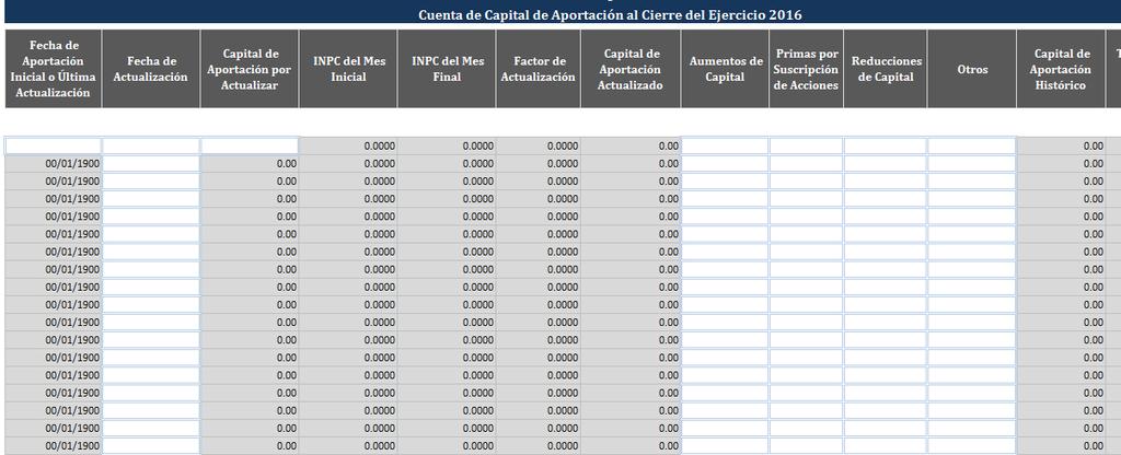 22. Cuenta de Capital de Aportación Actualizada.