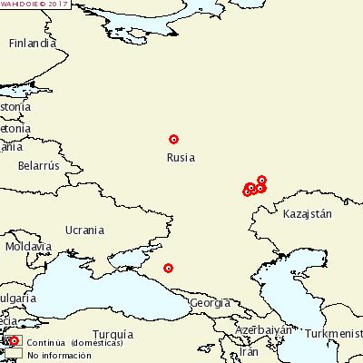 Mapa OIE focos Rusia 18 agosto 2017 El 25 de agosto de 2017 Rusia declaró a la OIE un foco en un jabalí del oblast Vladimir y 8 focos en porcino doméstico en los oblast