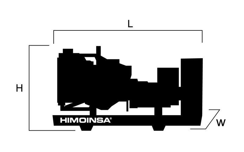 Dimensiones Modelo: HFW-400 T5 (L) (H) (W) Dimensiones y Peso Largo mm 3.310 Alto mm 1.876 Ancho mm 1.390 Volumen de embalaje máximo m3 8,63 (*) Peso con líquidos en radiador y carter Kg 3.
