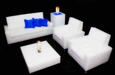 MOBILIARIO Sala Damasco Sala lounge en cuero ecológico blanco, sofá