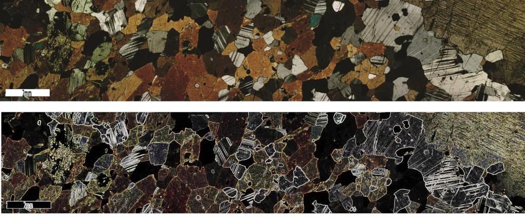 En general el análisis ADI en rocas como las anfibolitas, donde generalmente se presentan bandas alternas de anfíbol y plagioclasas y por lo tanto se asocian texturas nematoblásticas, lepidoblásticas