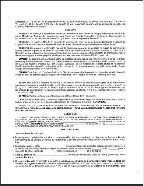 INFORMACIÓN GENERAL Resolución RES/054/2010 por la que la Comisión